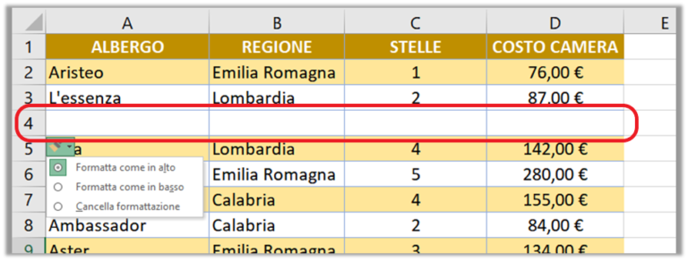Come evidenziare le righe con un colore alternato - Excel Espresso