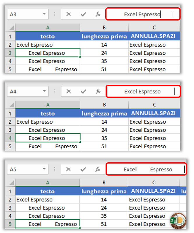 La Funzione Annullaspazi Excel Espresso 3149