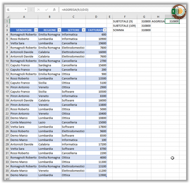 La Funzione Aggrega Excel Espresso 6271